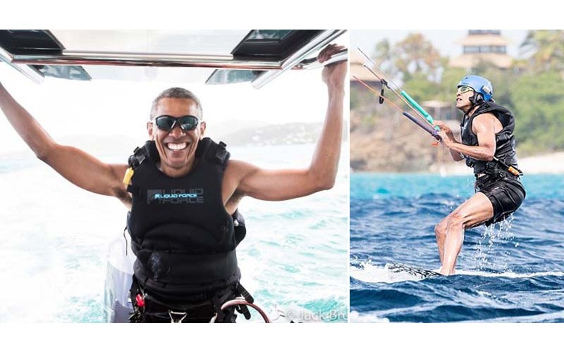 歐巴馬退休後就是爽！改當「風箏衝浪高手」！陽光燦笑跟富豪「玩上癮」回不去了！(圖+影)