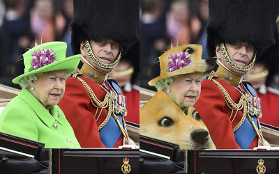 英國女王慶生日穿著「全綠套裝」亮相 ，網友看著「人肉綠幕」忍不住Ｐ圖啦ＸＤ