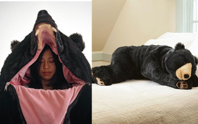 超逼真黑熊睡袋...躺下「保證能安靜冬眠」沒人敢吵你起床！