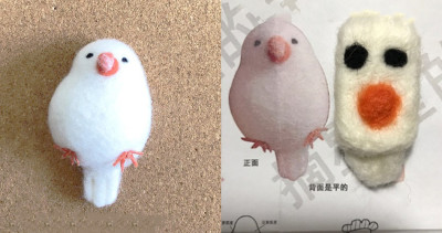 網友興奮買「羊毛氈白文鳥材料包」成品各種歪掉惹人笑：請放過那隻鳥！